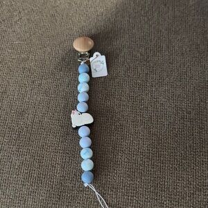 Blue Beaded Pacifier Clip